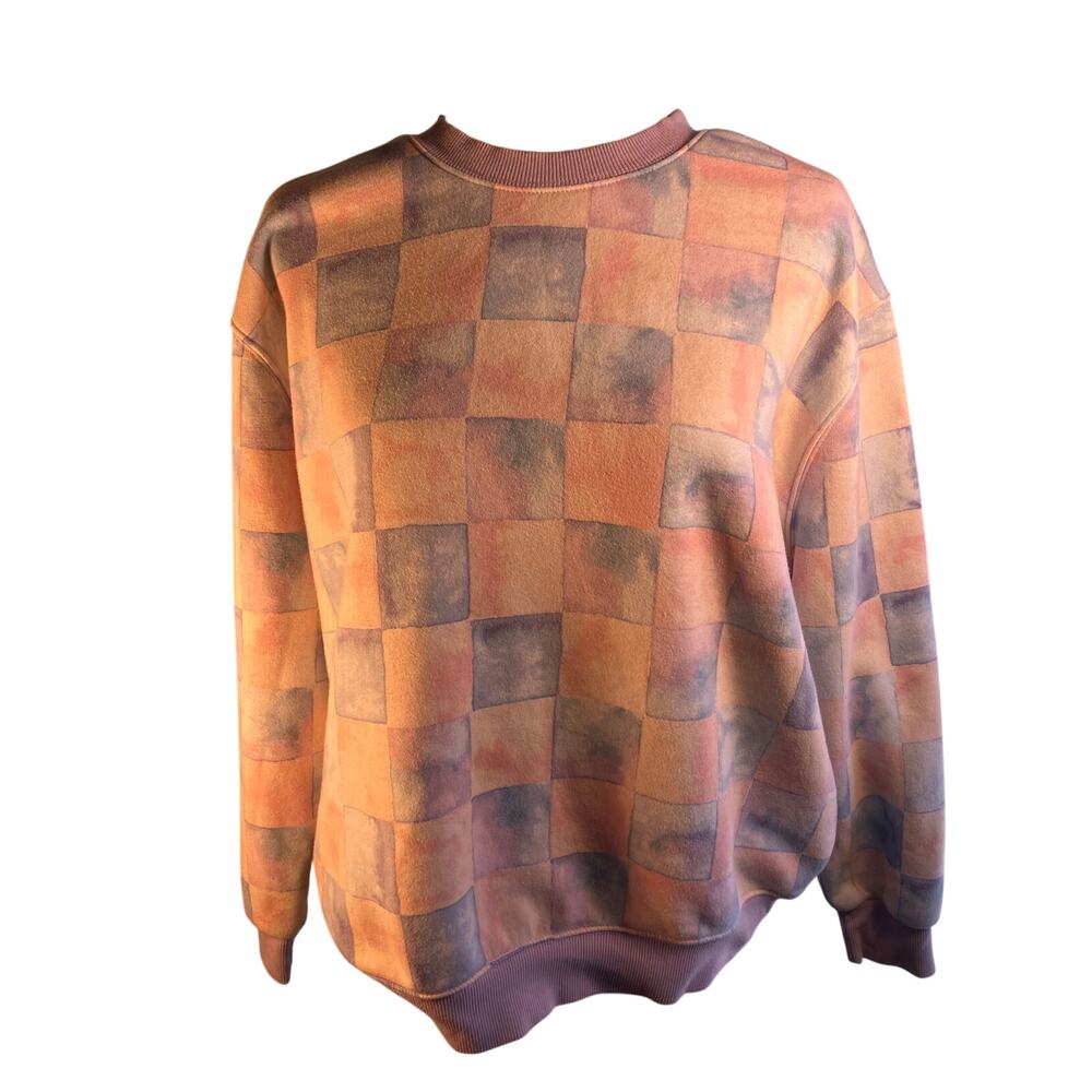 Pink & Blue Checkered Sweatshirt Size S